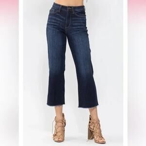 Judy Blue High Waist Wherever Whenever Wide Leg Cropped Jeans Blue 27 / 4
